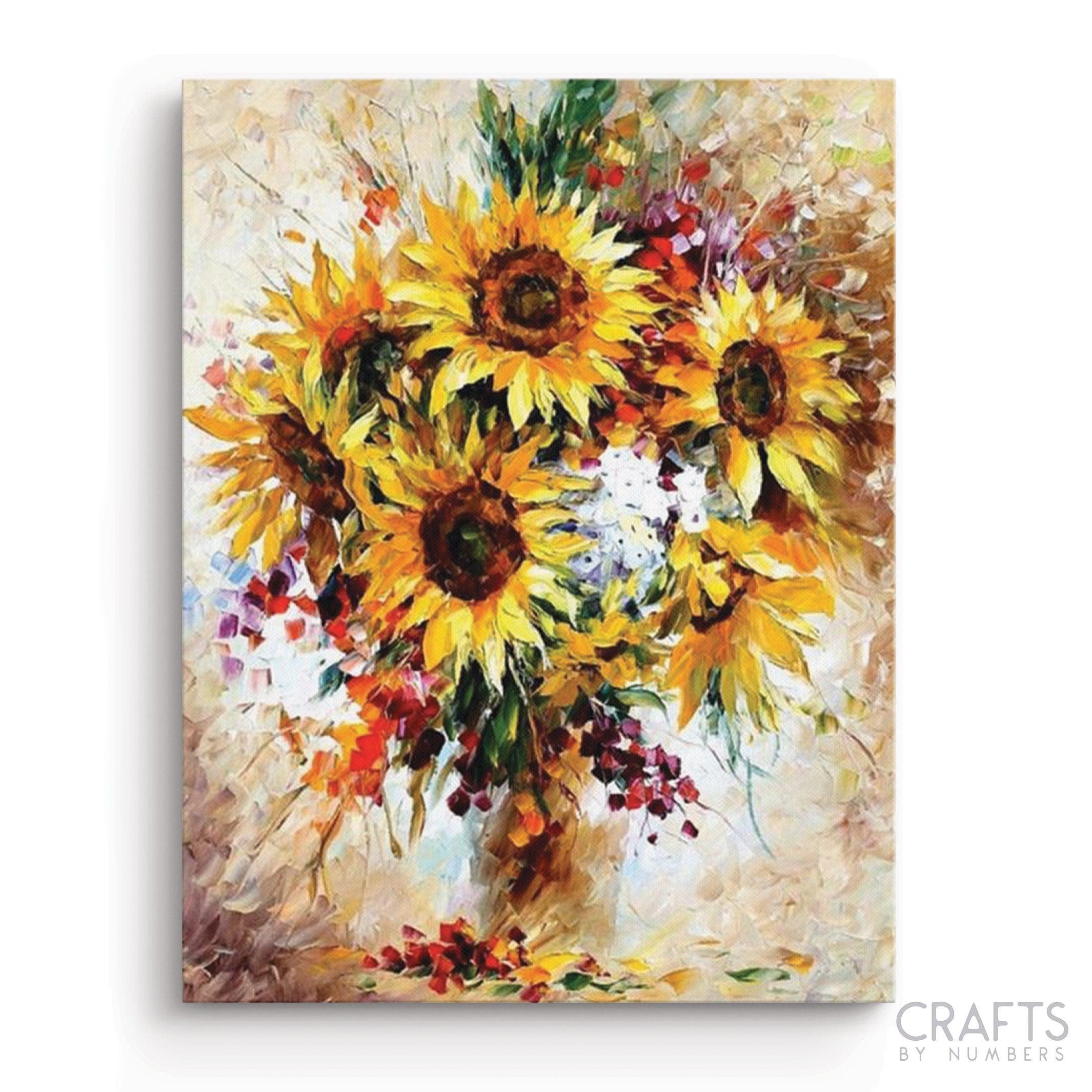 Sunflower Field - Paint by Numbers Kit for Adults DIY Oil Painting Kit on  Wood Stretched Canvas 16x20