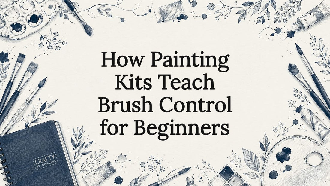 Decorative title card with painting tools illustration