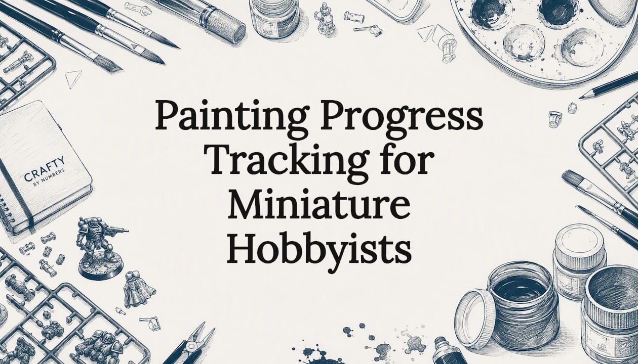 Decorative title card illustration with miniature painting tools