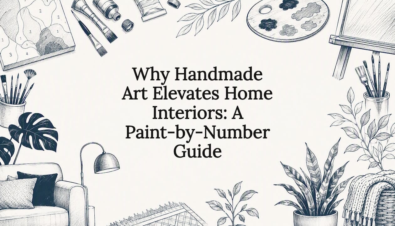 Decorative title card illustration emphasizing paint-by-numbers and home decor