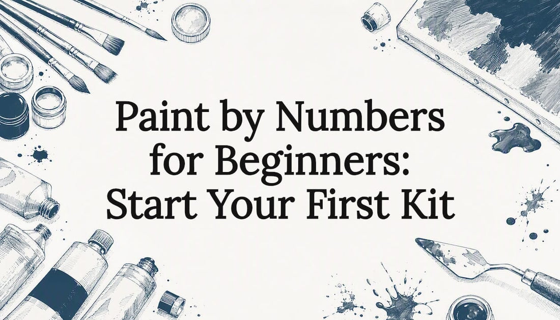 Decorative paint by numbers title card illustration