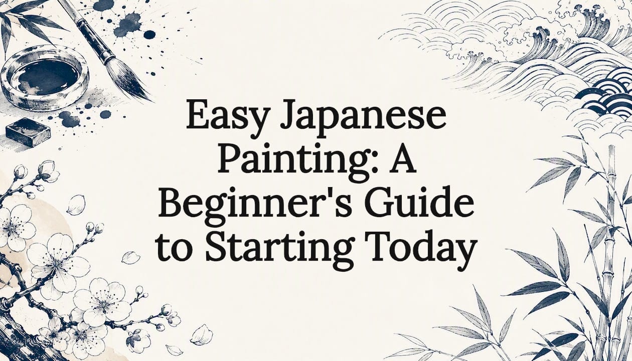 Decorative Japanese painting themed title card illustration