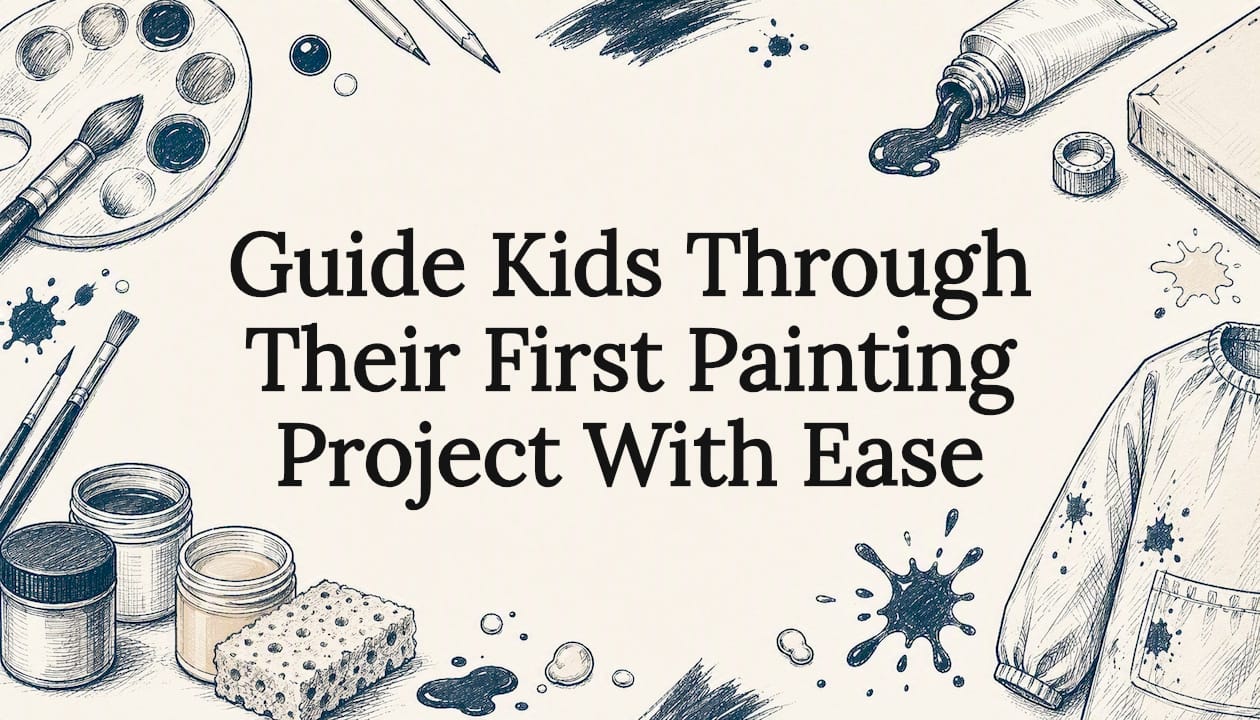 Decorative title card illustration with painting tools