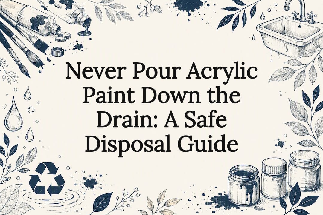 Decorative title card illustration for acrylic paint disposal