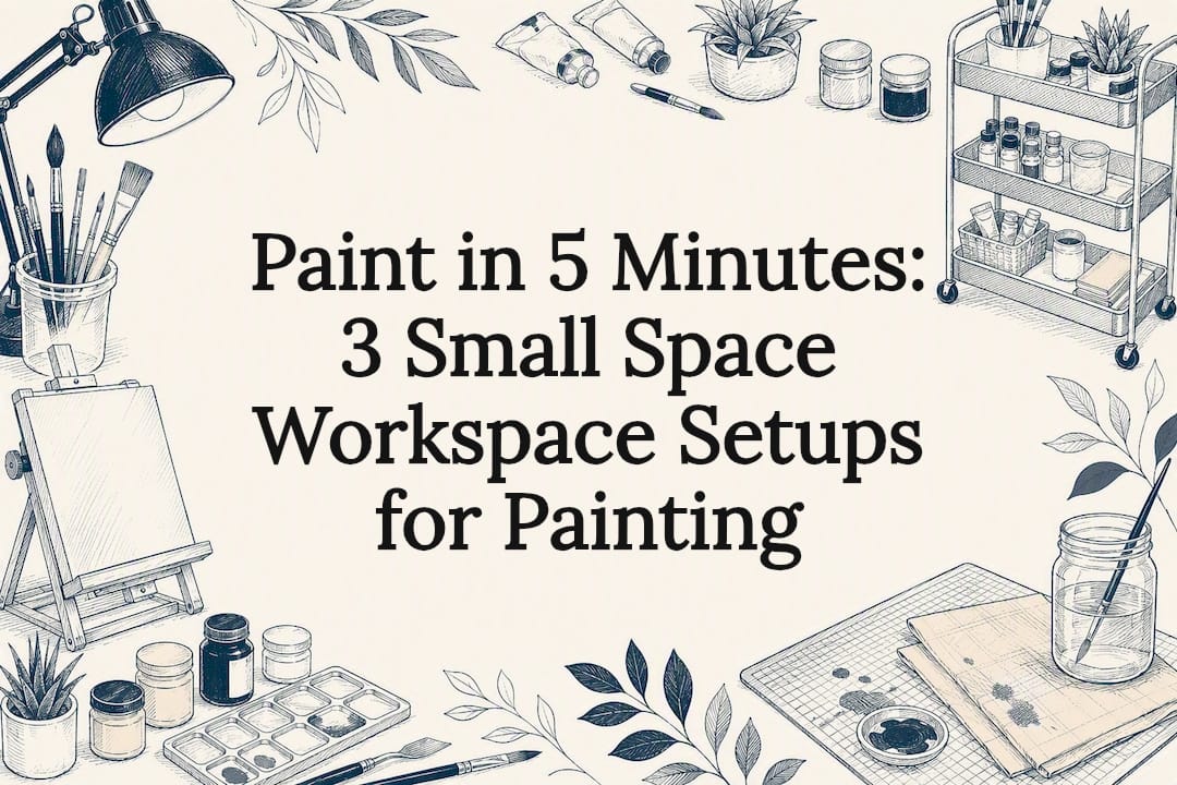Decorative small-space painting workspace title card