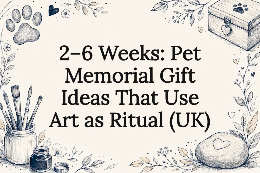 Pet memorial art title card illustration