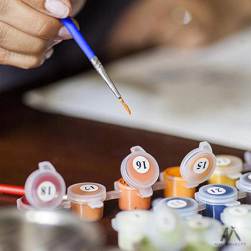 paints of a paint by numbers kit by Crafty by Numbers