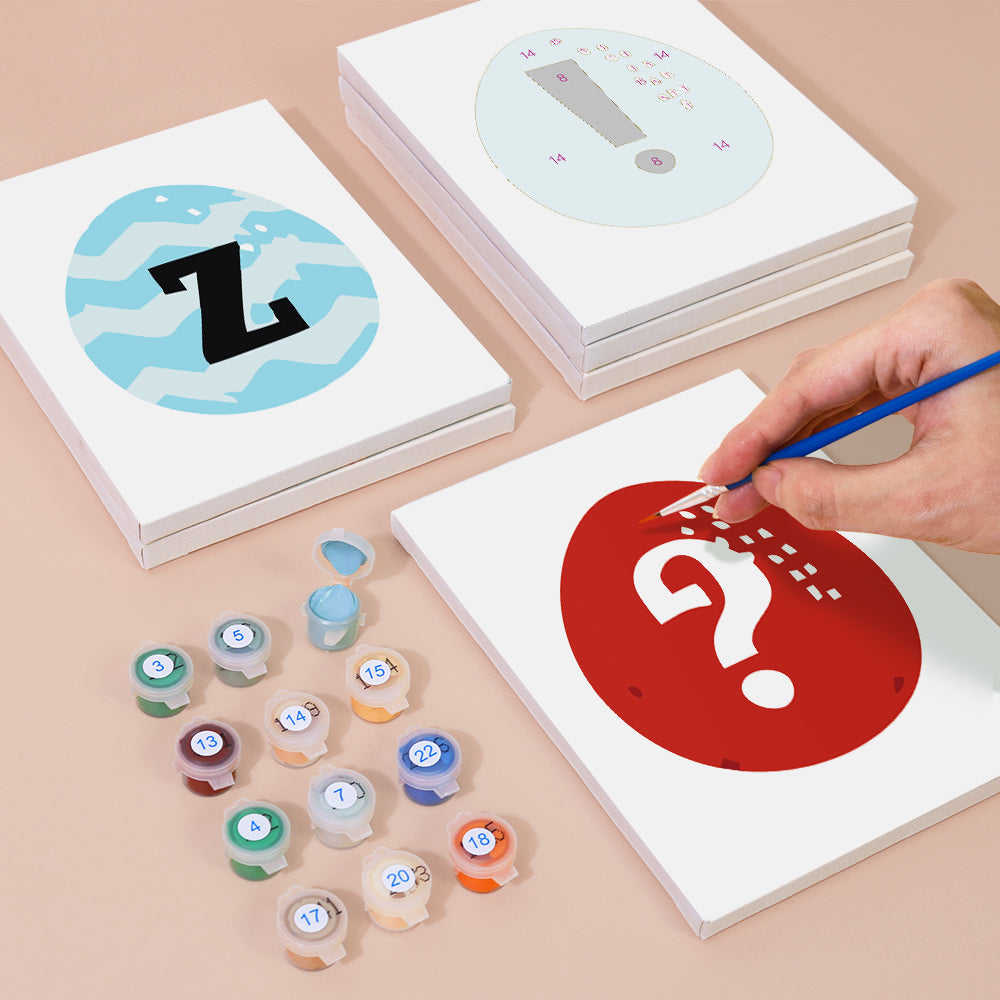 Children's educational game with cards and markers on a beige surface