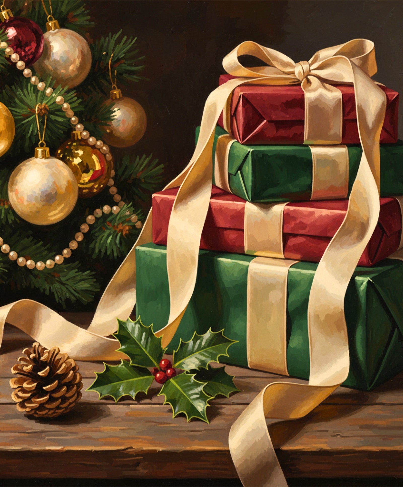Gilded Gifts & Garland paint by numbers artwork