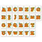 Alphabet letters A to Z in colorful, decorative style on a white background