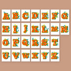 Alphabet letters A to Z on a brown background