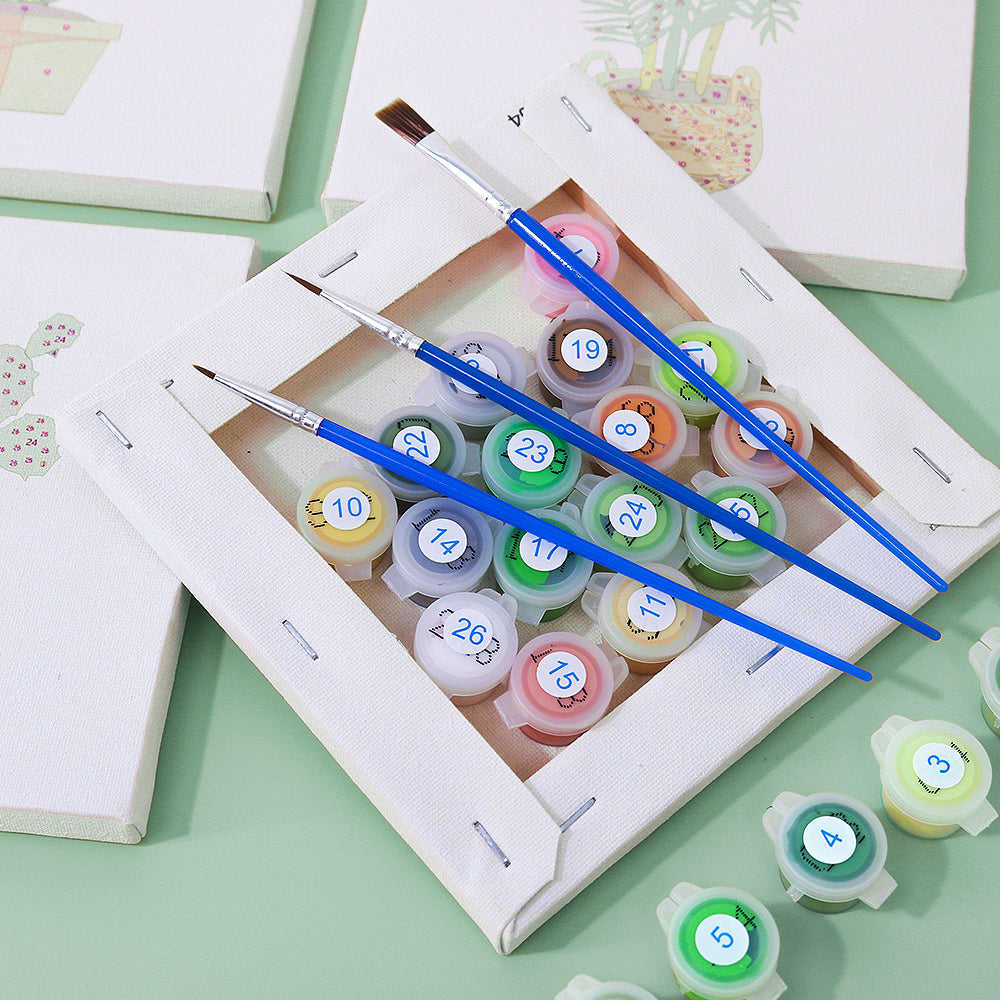 Mini canvas with detailed tropical plant illustration for painting
