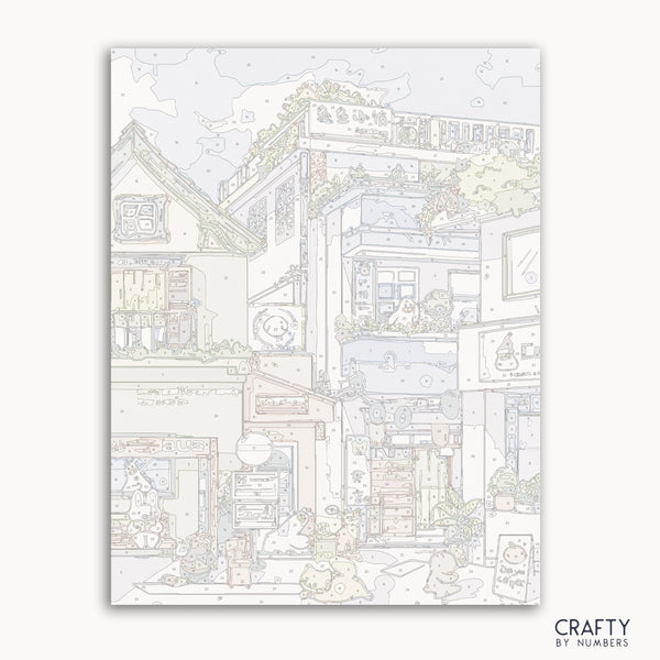 Dayu Cafe Street paint by number inspired by famous paintings with rich colors and details.