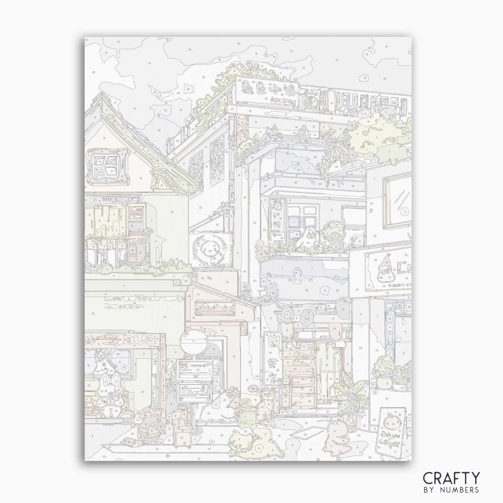 Dayu Cafe Street paint by number inspired by famous paintings with rich colors and details.