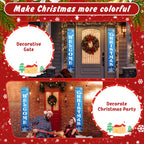 Decorative Christmas gate with 'Welcome' and 'Christmas' signs, suitable for festive outdoor use.