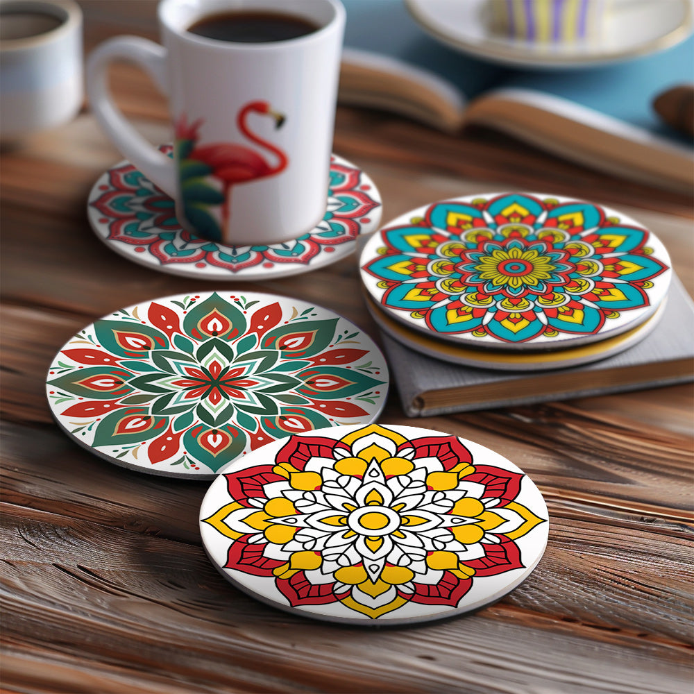 Vibrant Mandala Magic Coasters inspired by picasso famous paintings showcasing abstract and cubist influences.