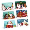 A collection of six Christmas-themed paint-by-numbers cards featuring characters like Santa, reindeer, and penguins in festive settings.