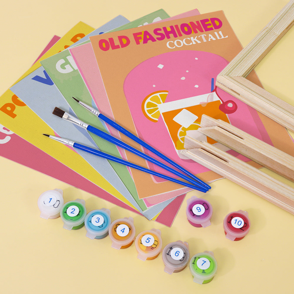 Cute and compact paint by numbers kit with cocktail design
