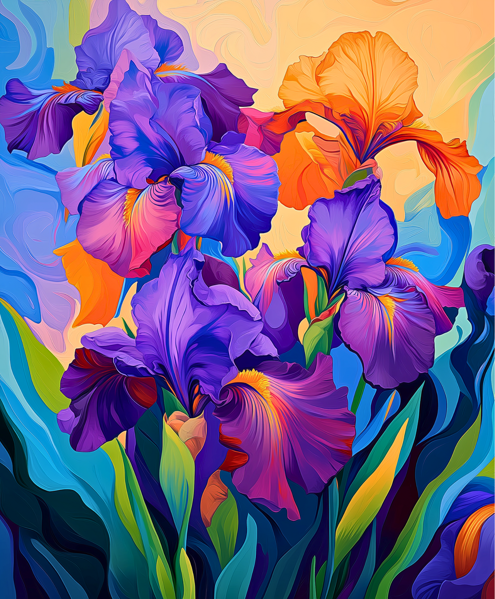 Violet Blaze paint by number inspired by famous paintings and vincent van gogh famous paintings showcasing vivid colors.