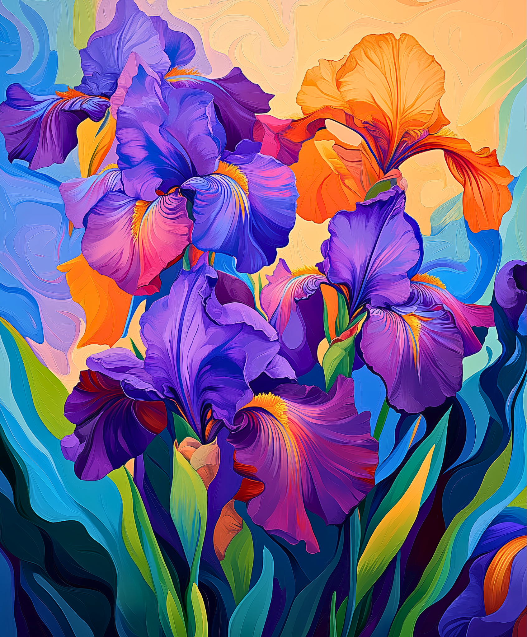 Violet Blaze paint by number inspired by famous paintings and vincent van gogh famous paintings showcasing vivid colors.