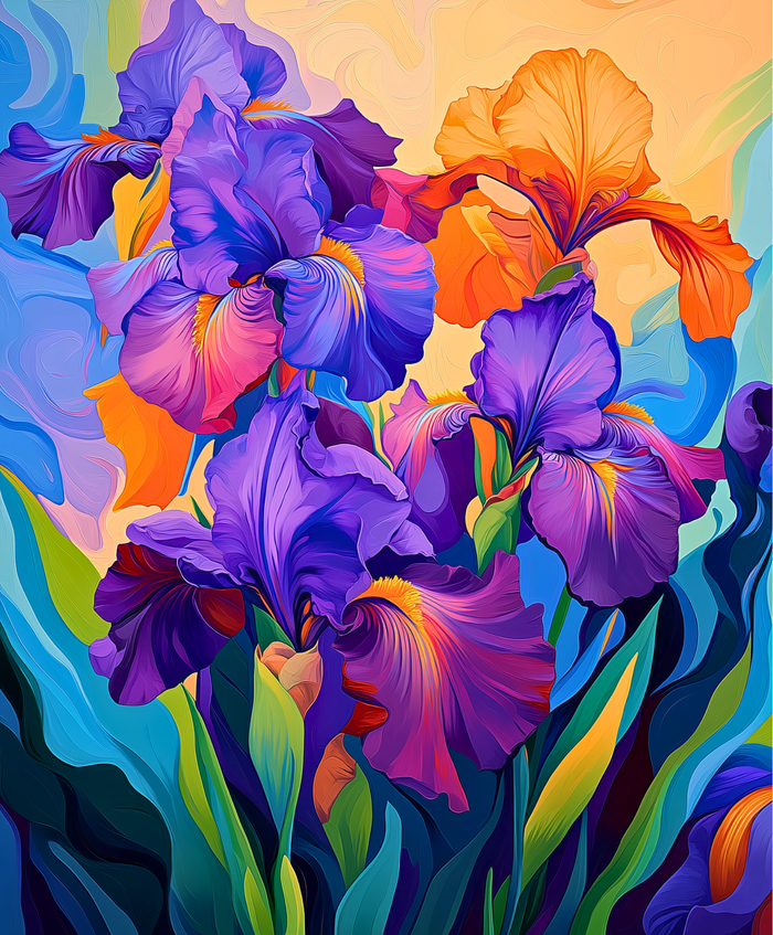 Violet Blaze paint by number inspired by famous paintings and vincent van gogh famous paintings showcasing vivid colors.