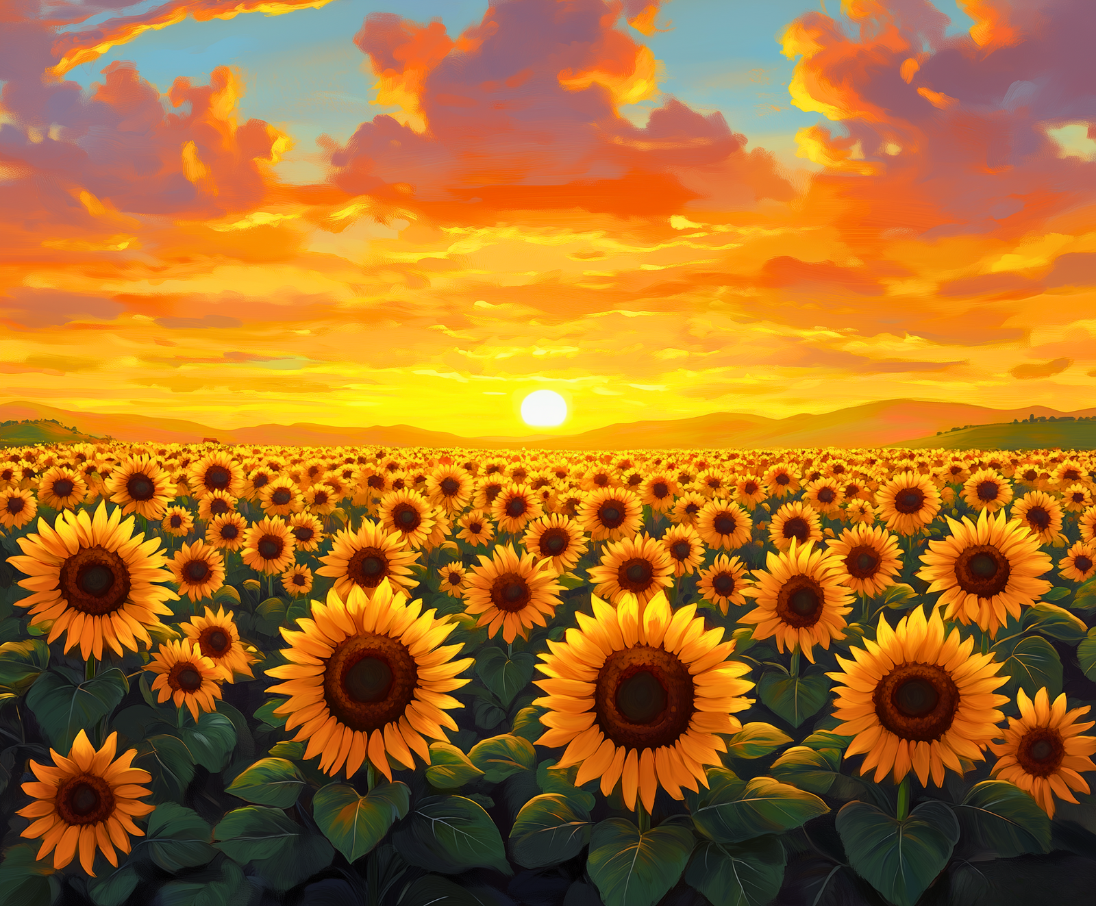 Detailed Golden Sunflowers paint by numbers design