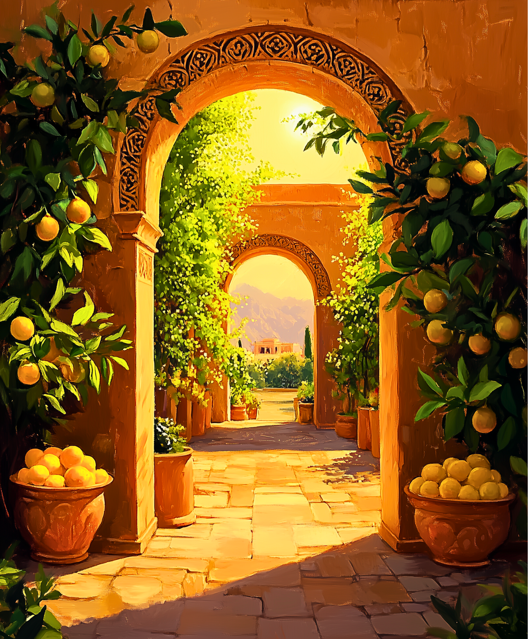Lemon Grove Passage paint by numbers kit with bright yellow lemons