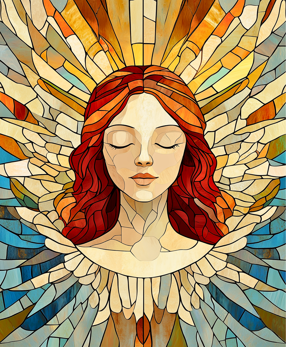 Angel of Light paint by number artwork inspired by famous paintings, blending styles of Vincent Van Gogh famous paintings and famous landscape paintings.