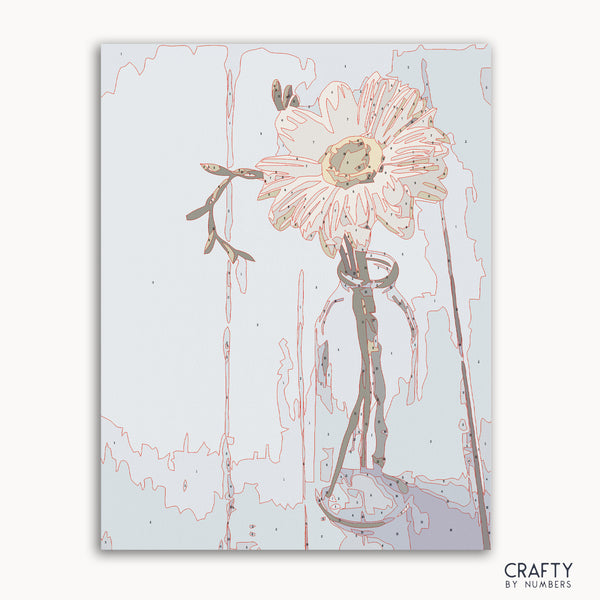 Easy flower painting kit with numbered canvas for beginner artists.