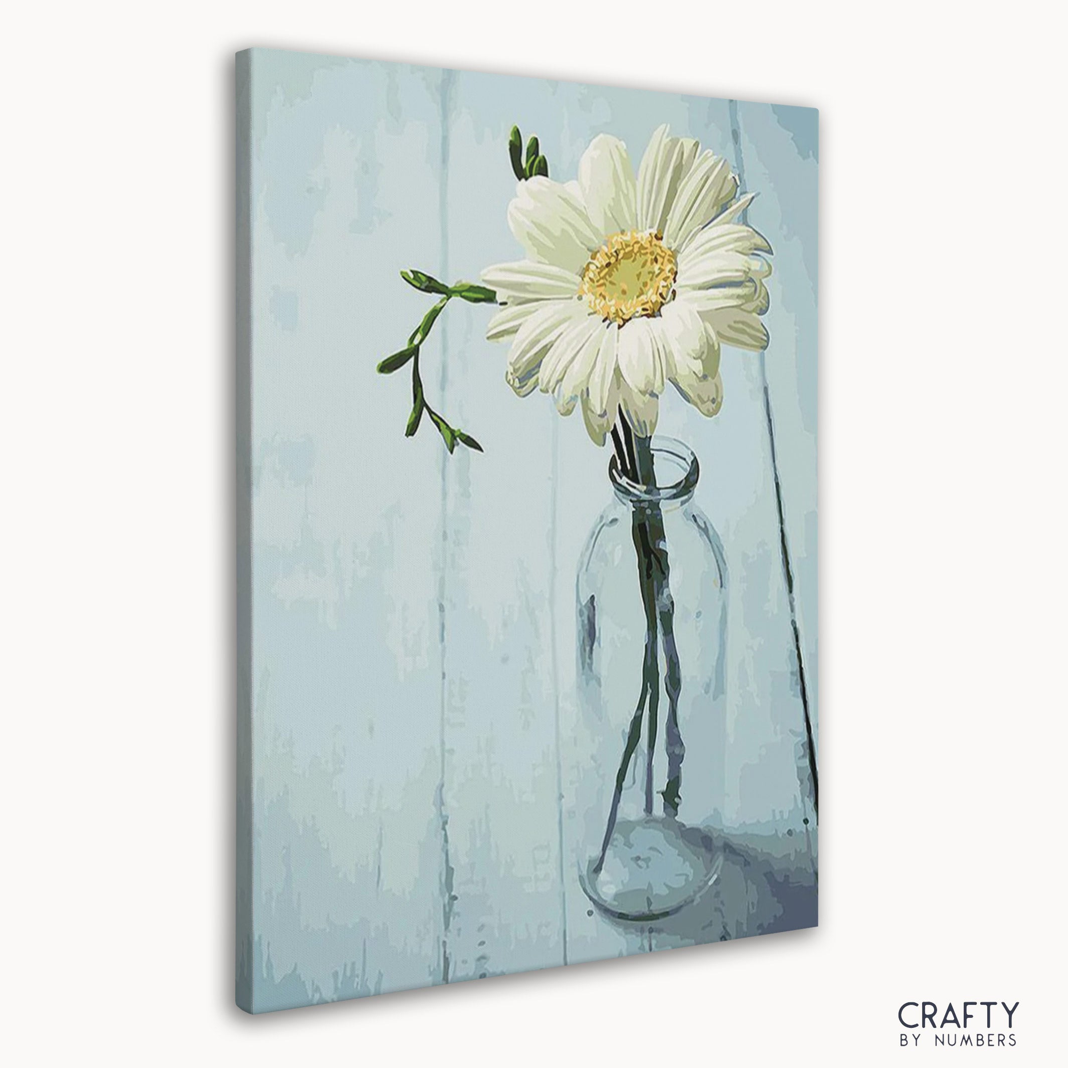 Hand-painted style solitary flower wall art from paint by numbers set.