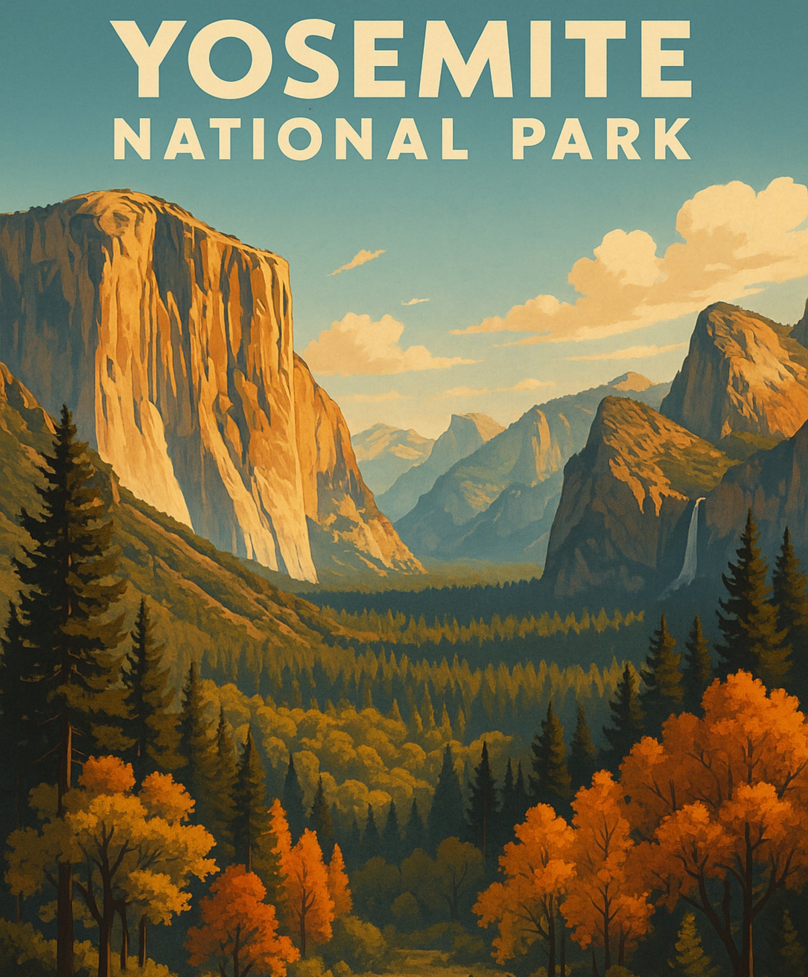 Yosemite-Malen-nach-Zahlen-Set mit Tallandschaft, malerischer Natur und entspannendem Kunstprojekt.