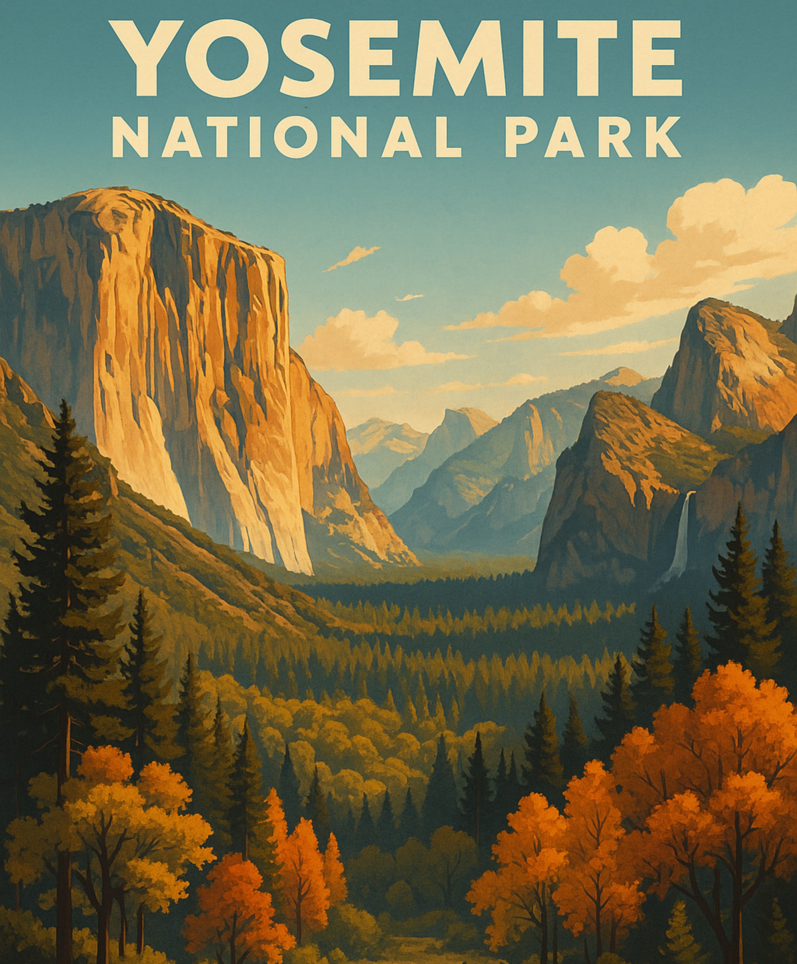 Yosemite paint by numbers kit featuring valley landscape, scenic outdoors, and relaxing art project.