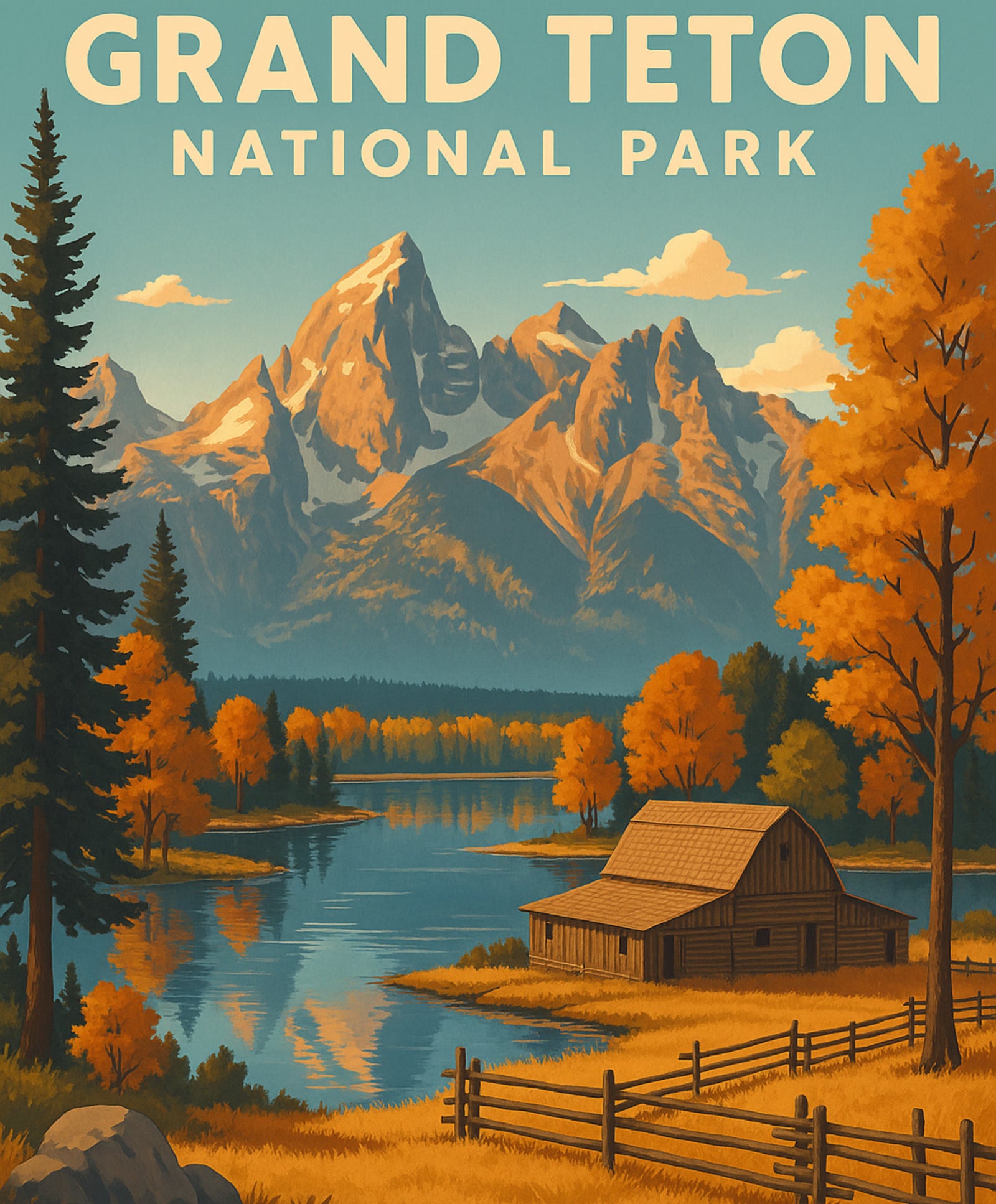 Kit de manualidades para pintar por números de paisajes de Grand Teton con impresionantes vistas de la naturaleza y paisajes al aire libre.