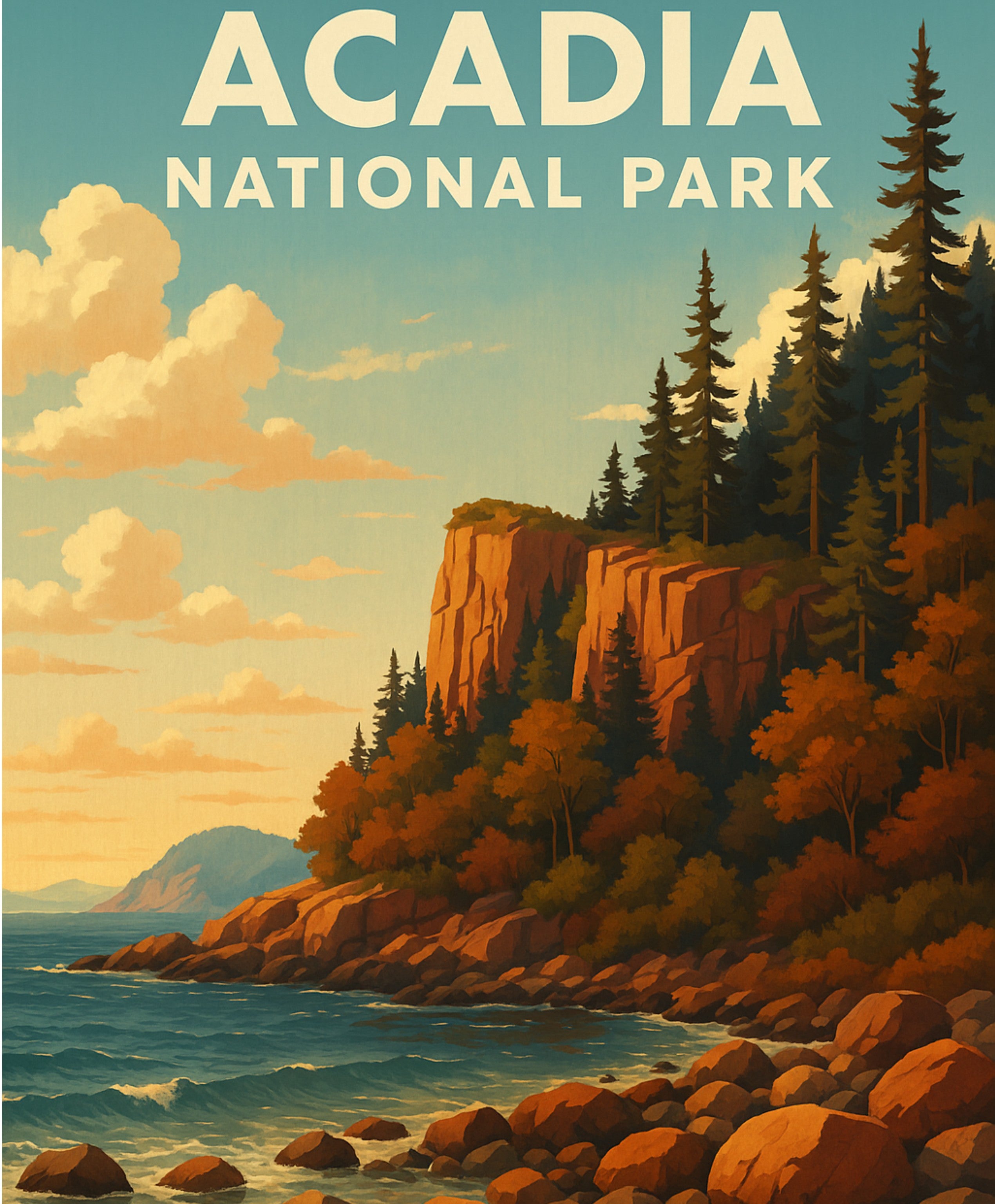 Acadia National Park paint by numbers for adults, includes scenic nature scenes for DIY hobby painting.