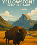Nature-inspired Yellowstone painting kit, showcasing bison plains and beautiful scenic outdoor views.
