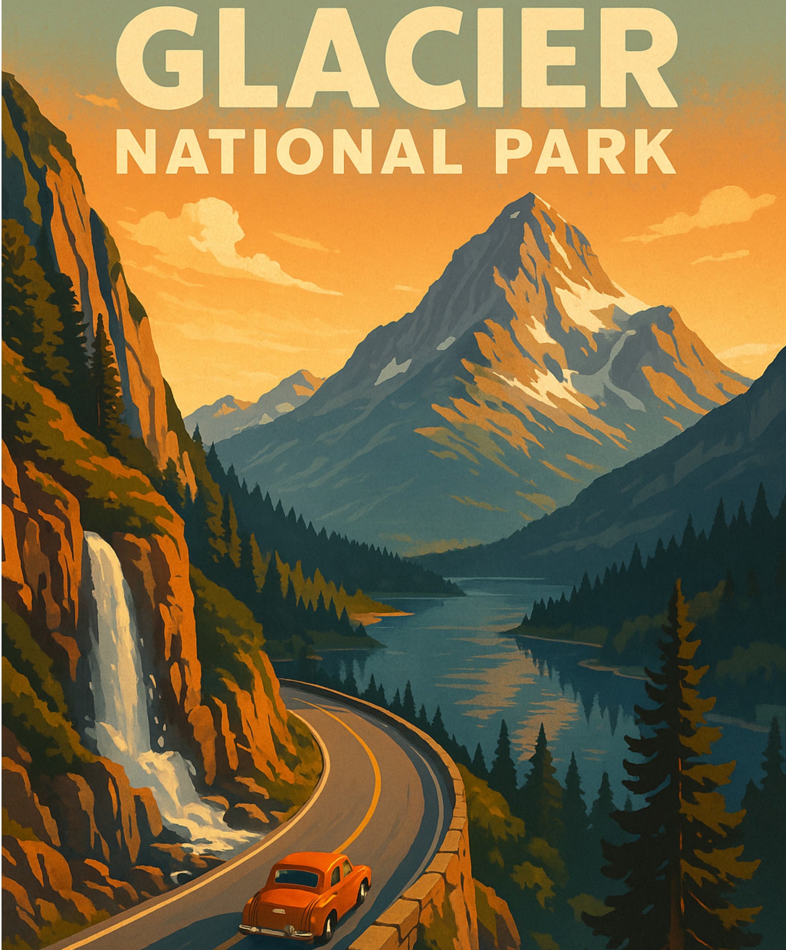 Scenic nature DIY painting set of Glacier National Park with mountains, lakes, and artistic landscapes.