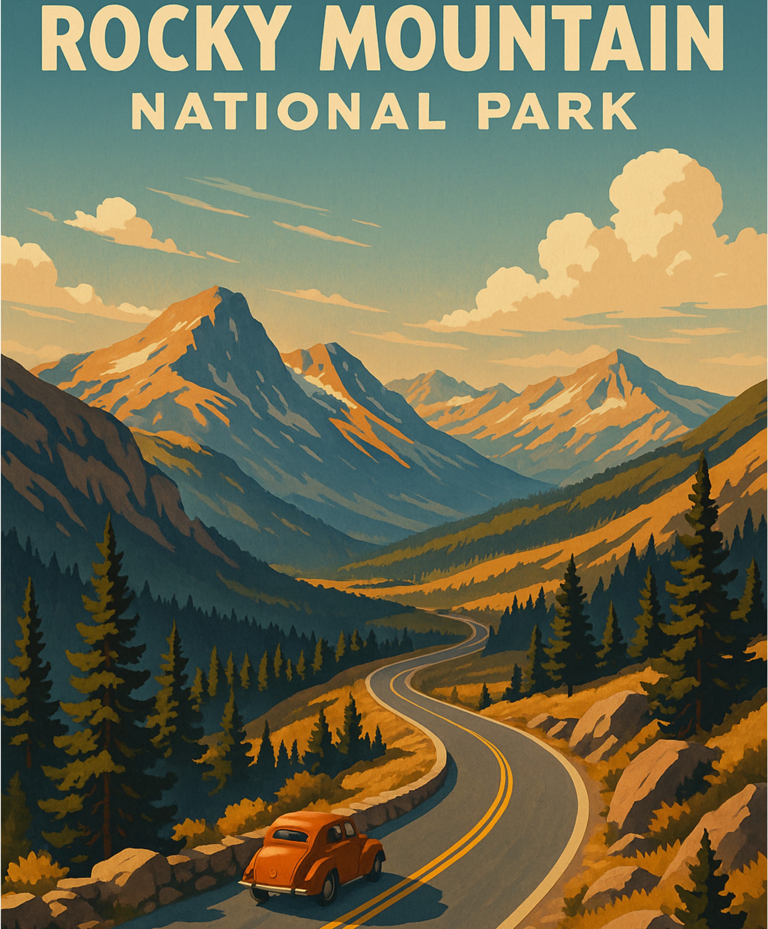 Scenic wilderness painting kit of Rocky Mountain peaks and nature scenery