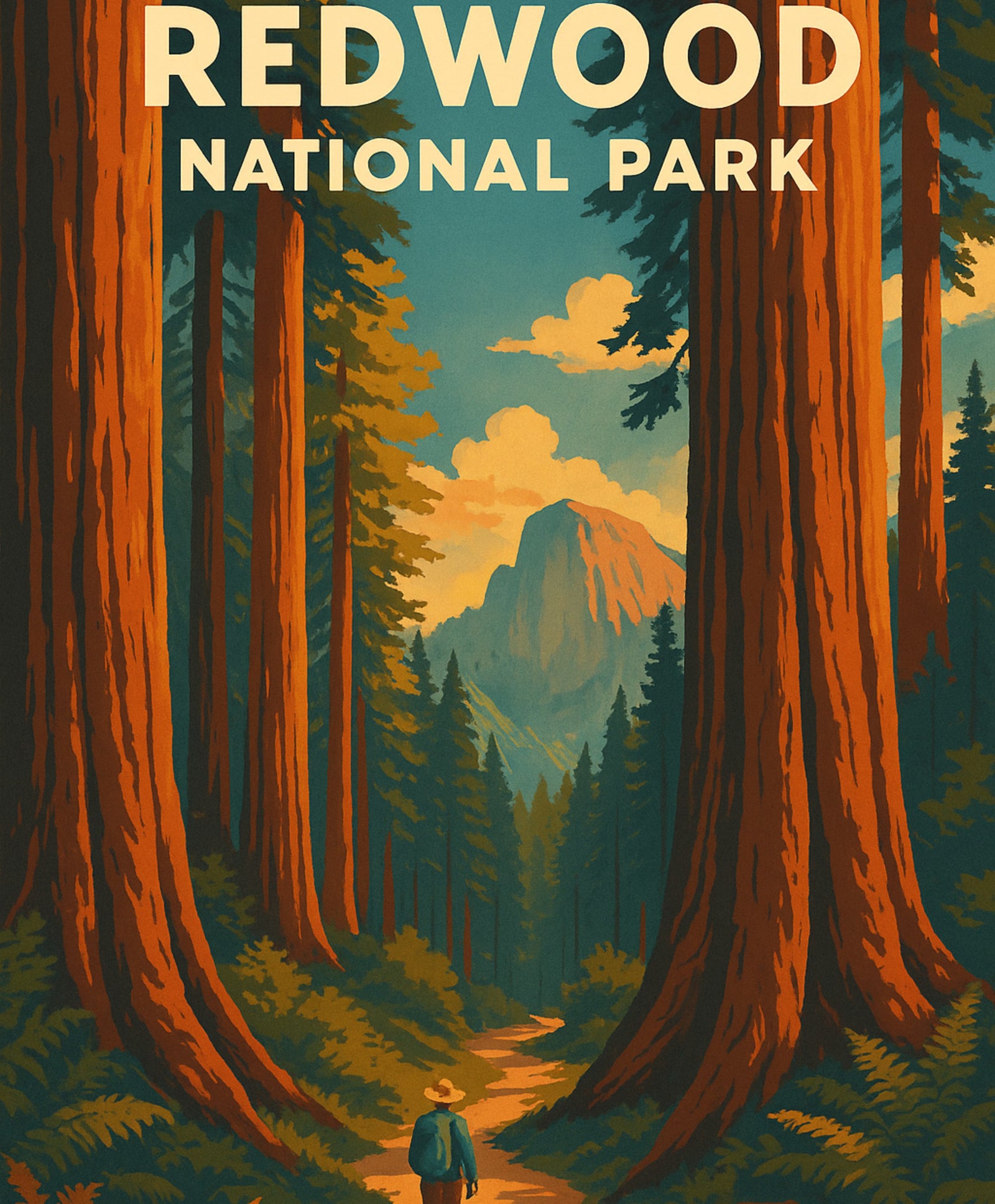 Ensemble de peinture DIY forêt de séquoias présentant des vues du parc national pour les artistes amateurs.