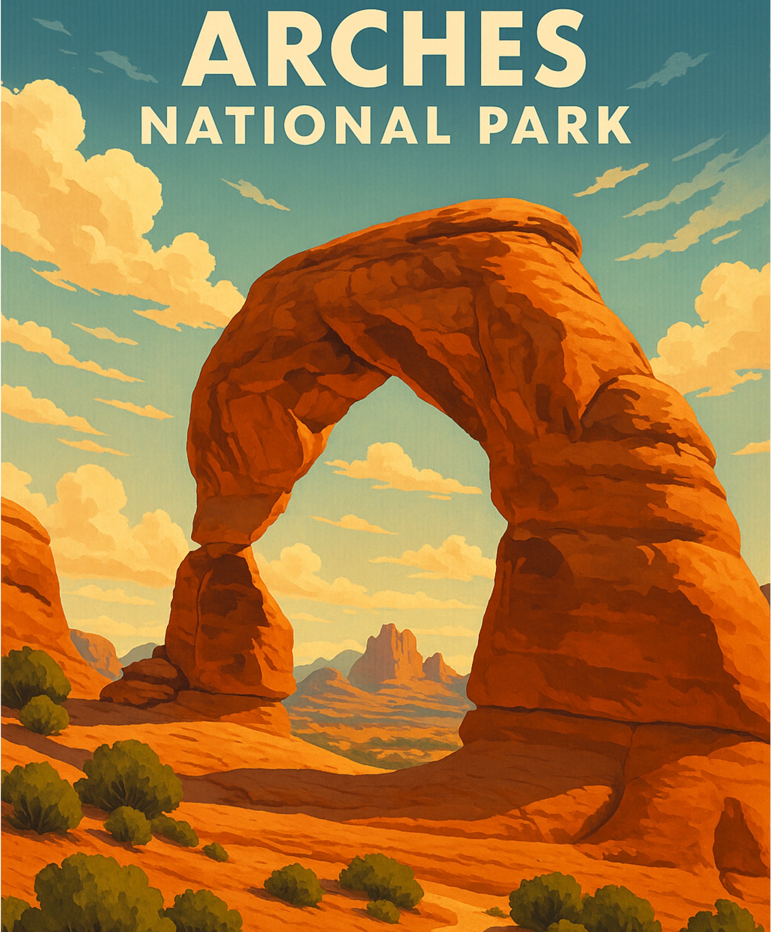 Scenic desert painting set for DIY art featuring Arches National Park natural beauty.