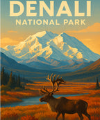 Scenic Denali mountains and wildlife paint by numbers kit for home decor, creativity, and mindful painting.