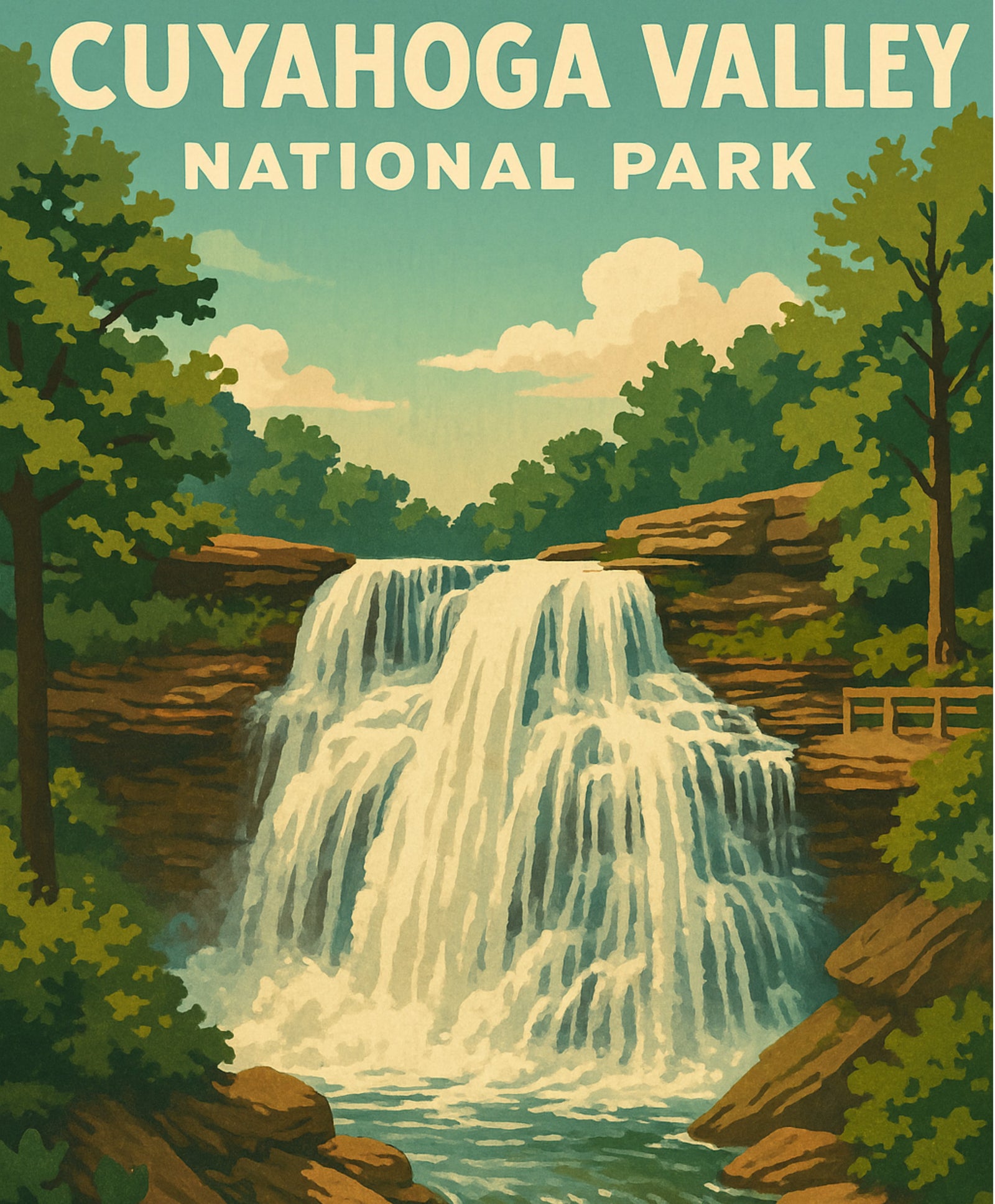 Cuyahoga Valley National Park paint by numbers kit for creating scenic Ohio nature artwork.
