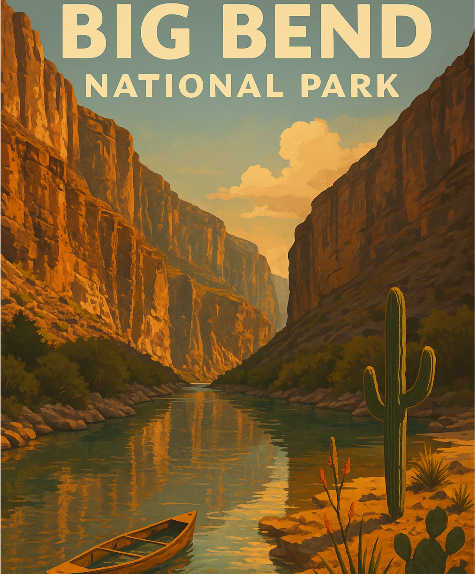Big Bend National Park paint by numbers canvas showcasing rugged mountains and Texas skies.