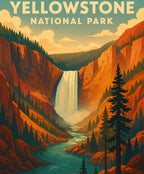 National Park paint by numbers art featuring Yellowstone wilderness and forest views.