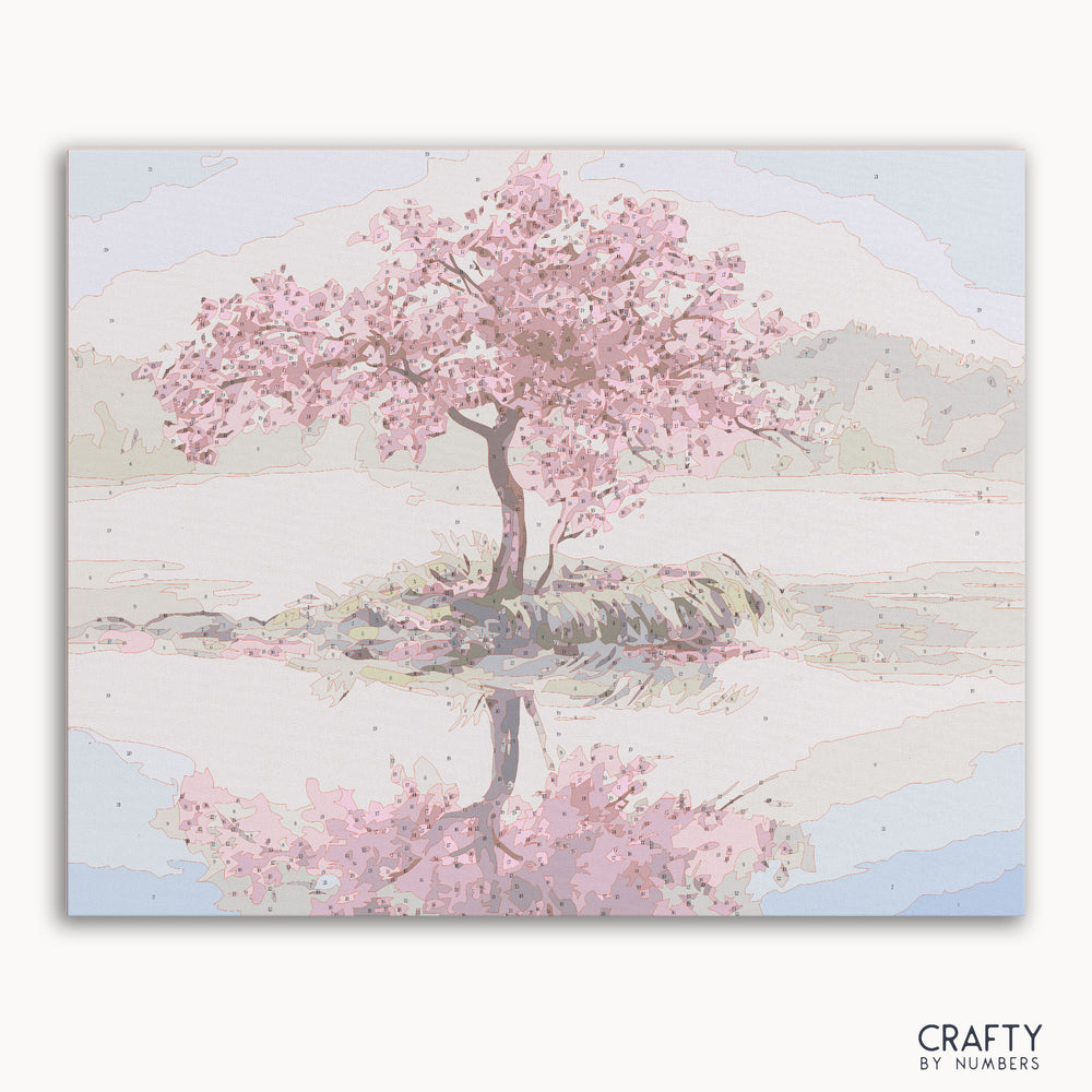 Gentle Sakura paint by numbers kit with soft pink cherry blossoms