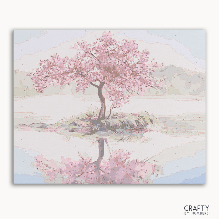 Gentle Sakura paint by numbers kit with soft pink cherry blossoms