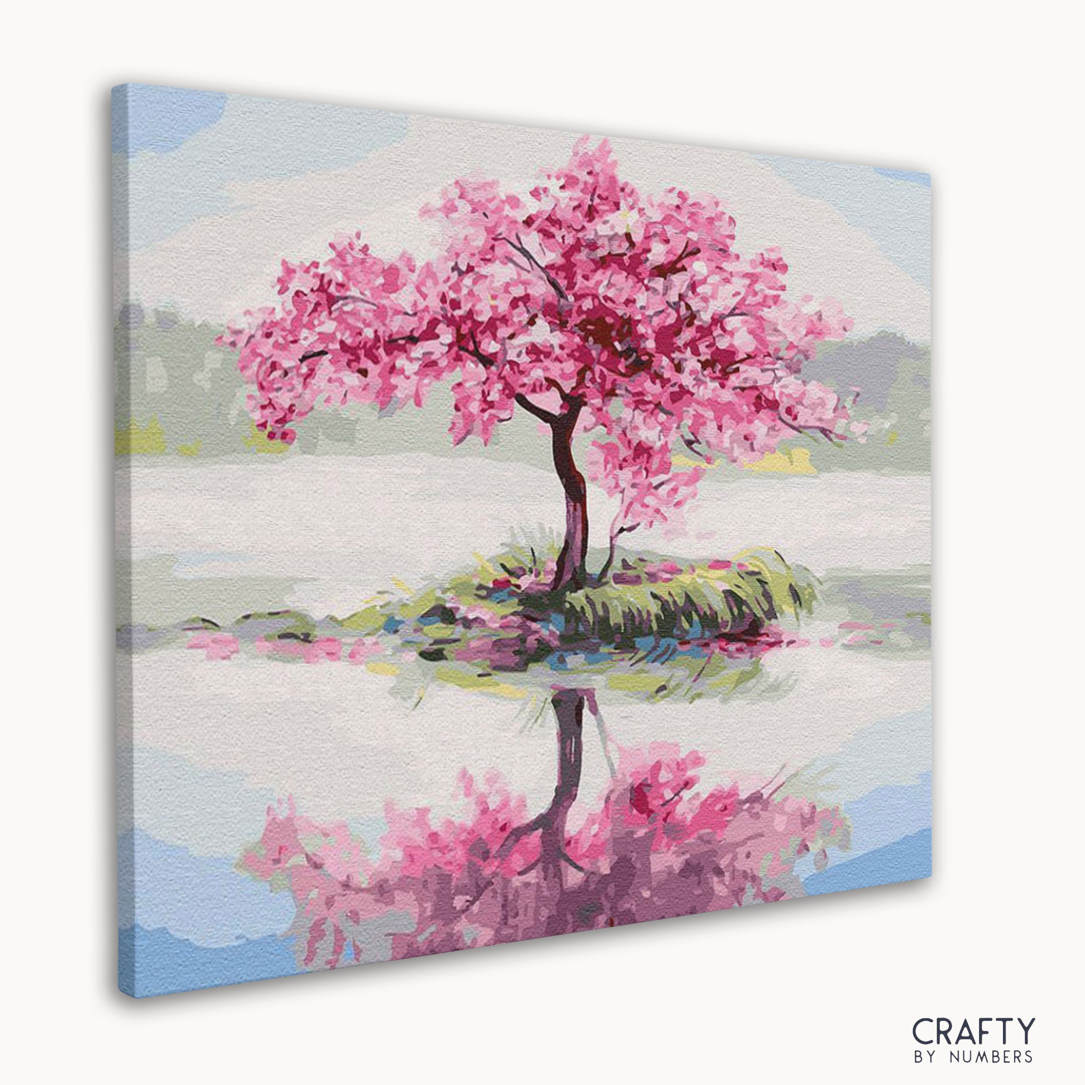 Paint by numbers canvas featuring delicate sakura tree branches
