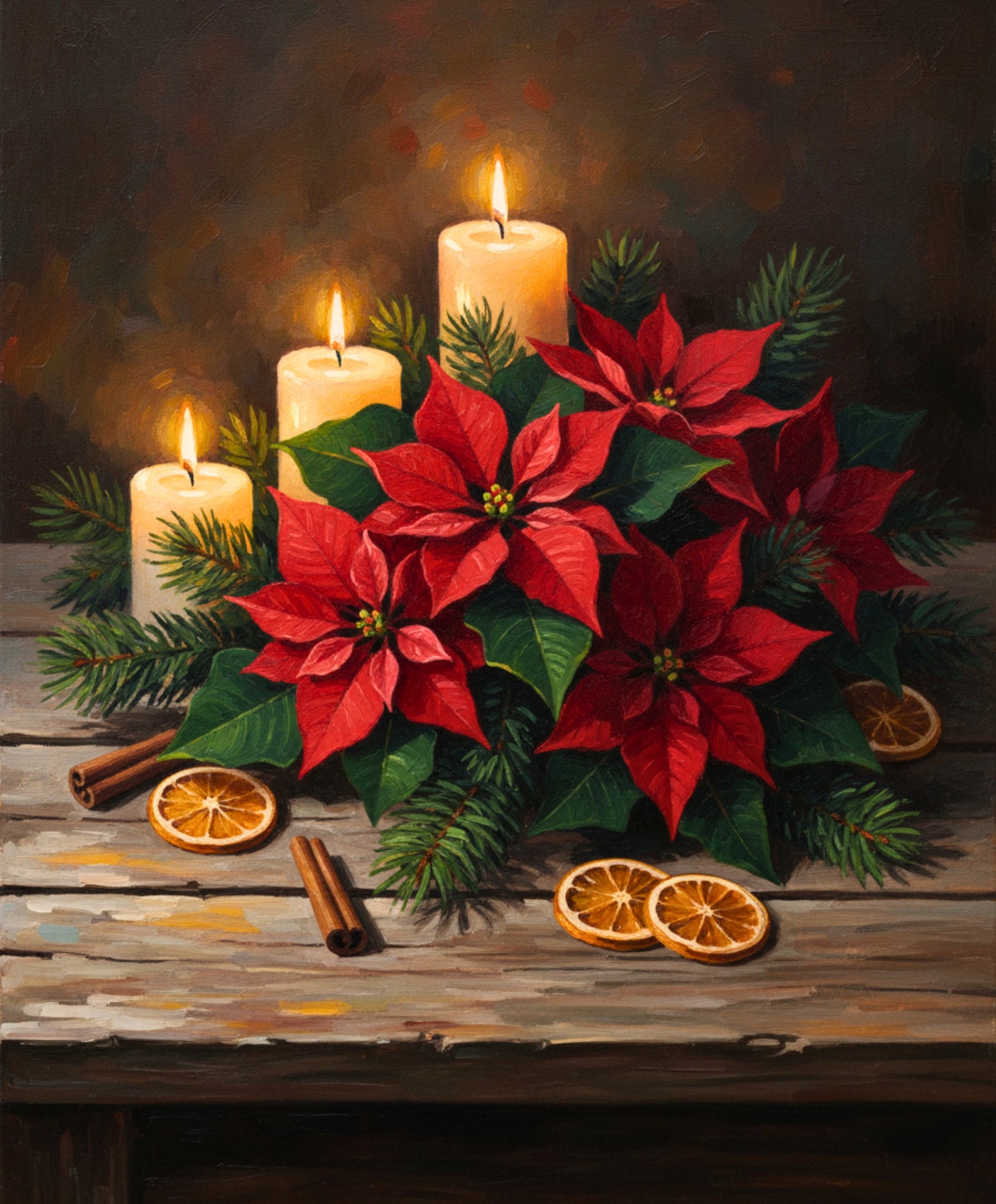 A Christmas Tabletop paint by numbers artwork