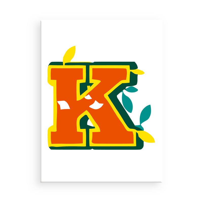Colorful letter 'K' design on a white background