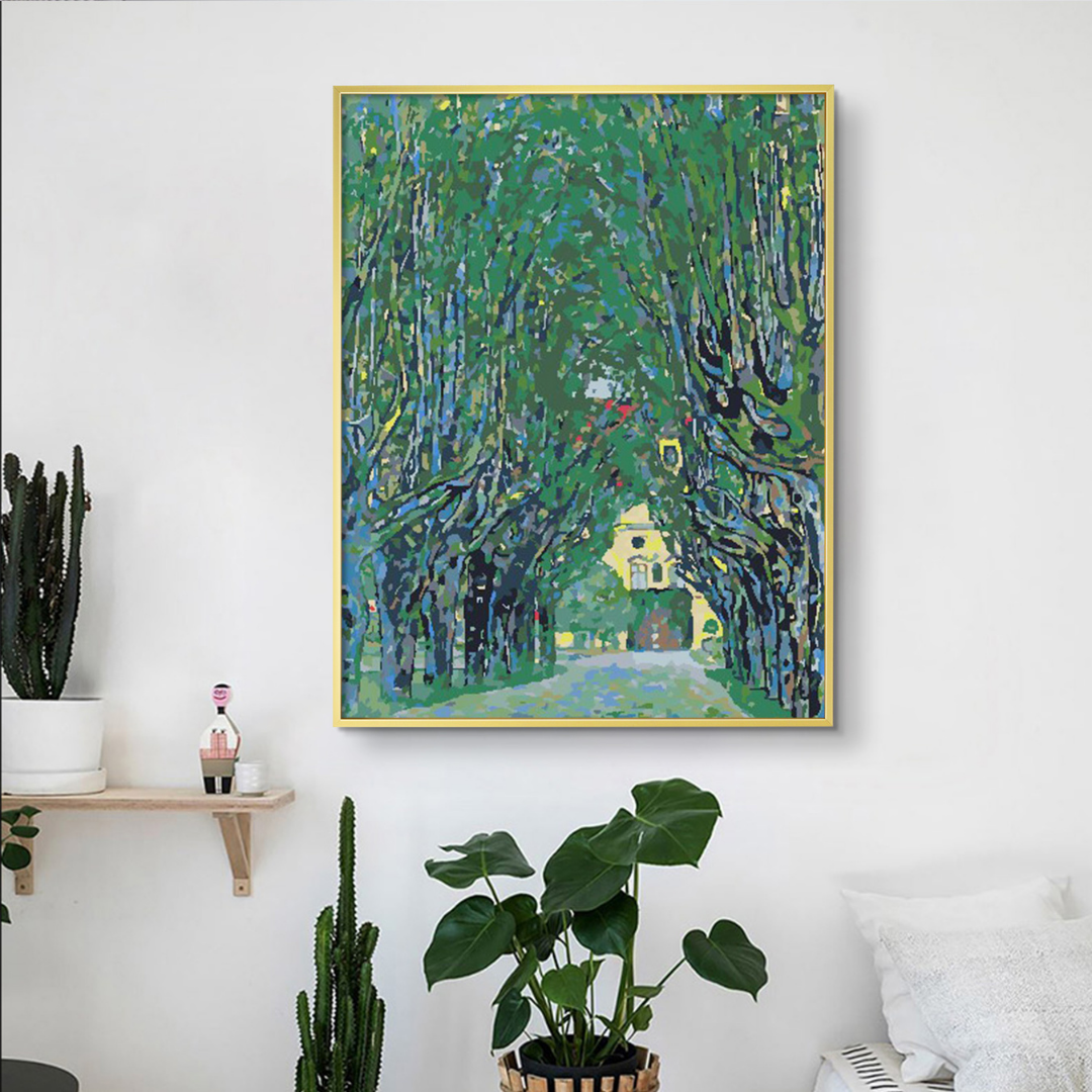 Modern paint by numbers kit for home decor, artistic framed canvas set.