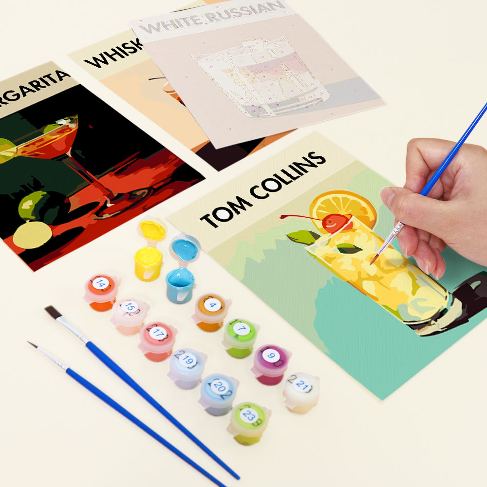 Paint by numbers kit with pre-mixed vibrant acrylic colors